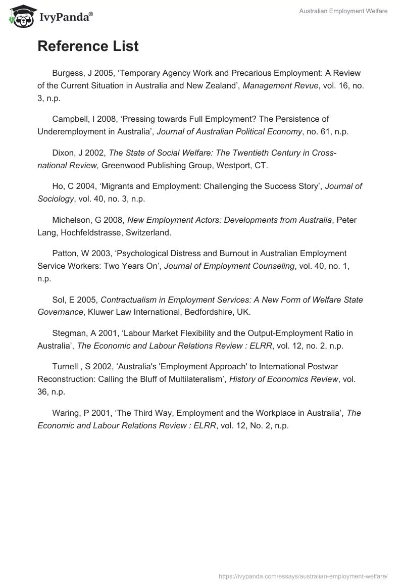 Australian Employment Welfare. Page 5