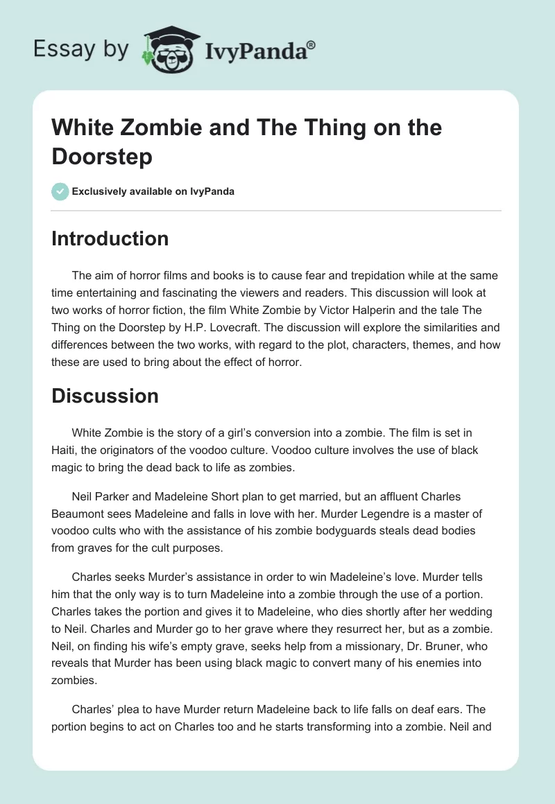 White Zombie and The Thing on the Doorstep. Page 1