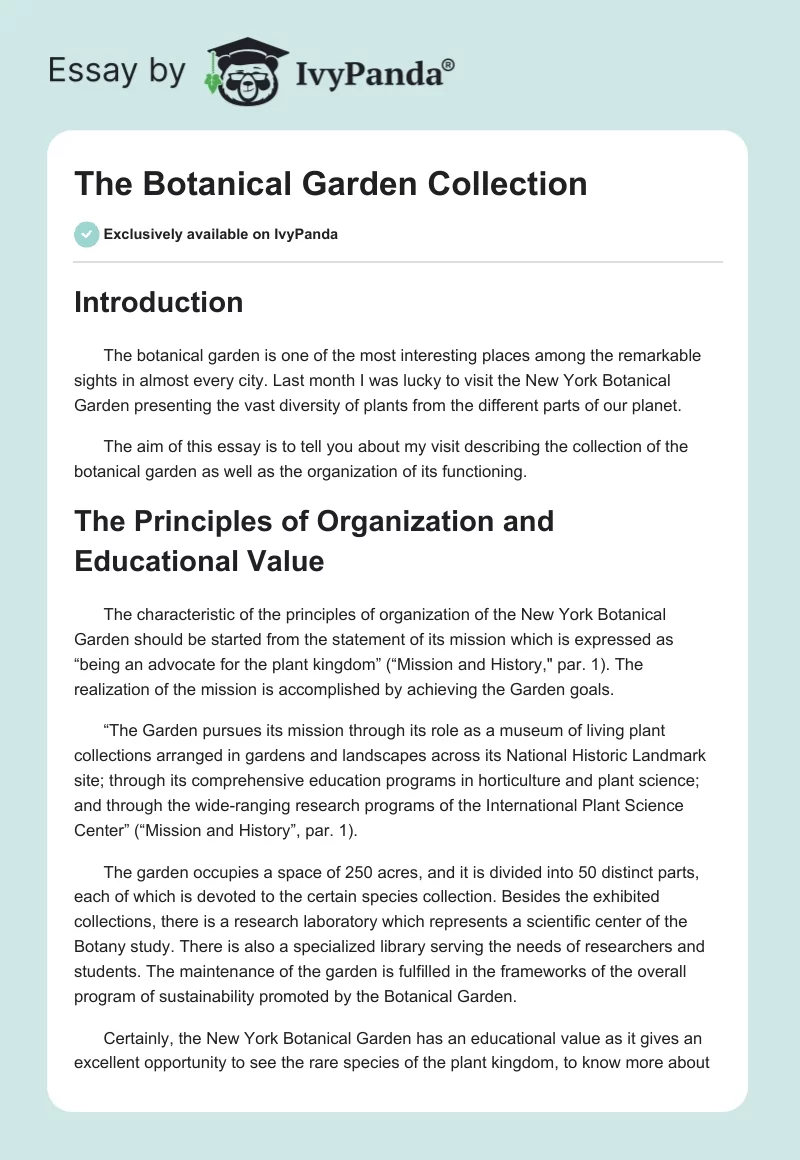 The Botanical Garden Collection. Page 1