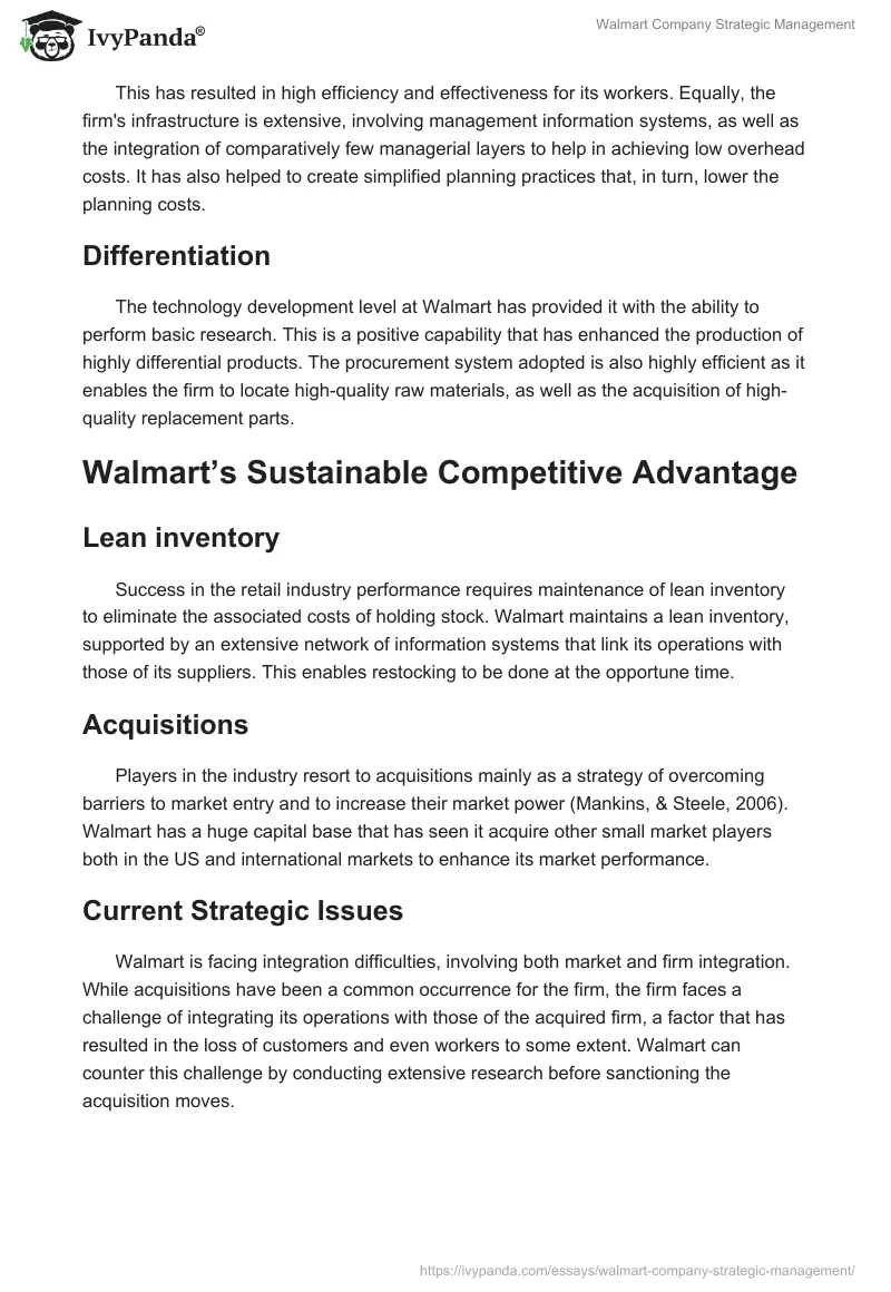 Walmart Company Strategic Management. Page 4