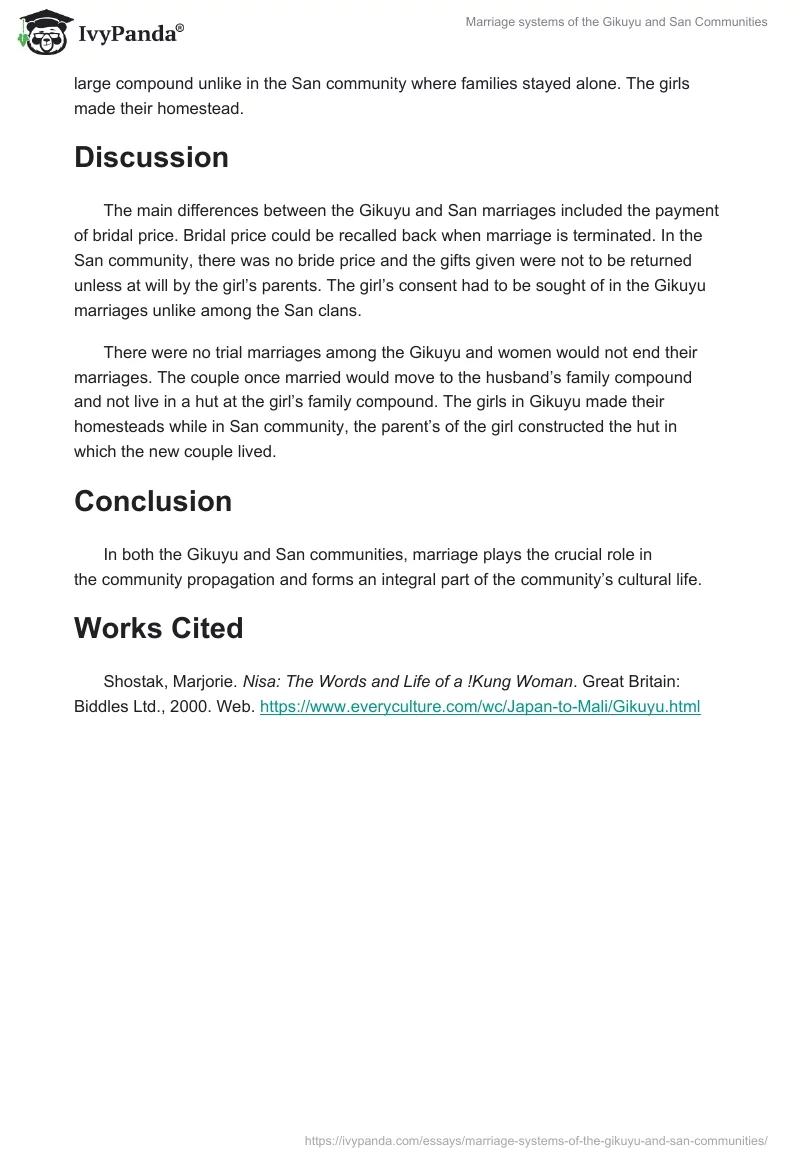 Marriage systems of the Gikuyu and San Communities. Page 2