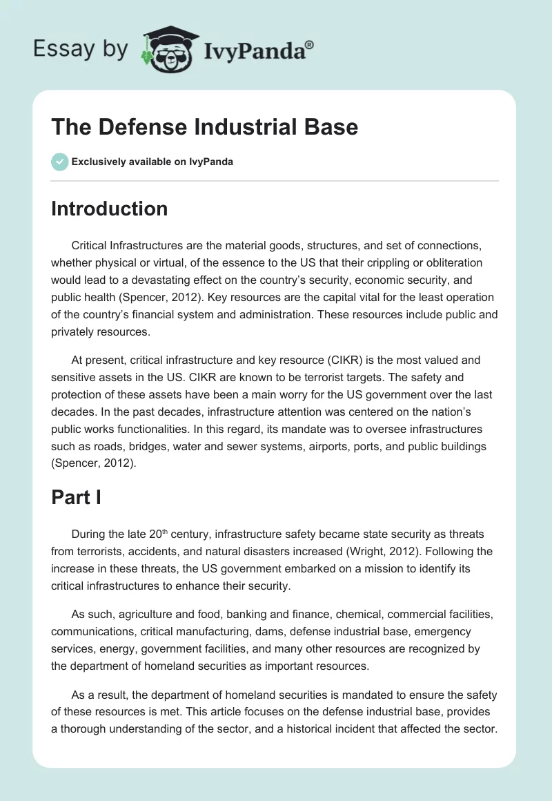 The Defense Industrial Base. Page 1