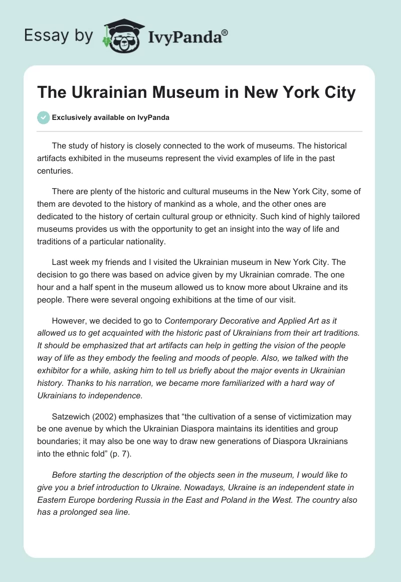 The Ukrainian Museum in New York City. Page 1