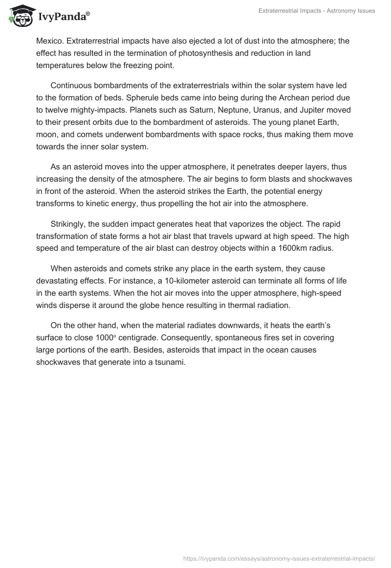 Extraterrestrial Impacts - Astronomy Issues. Page 2