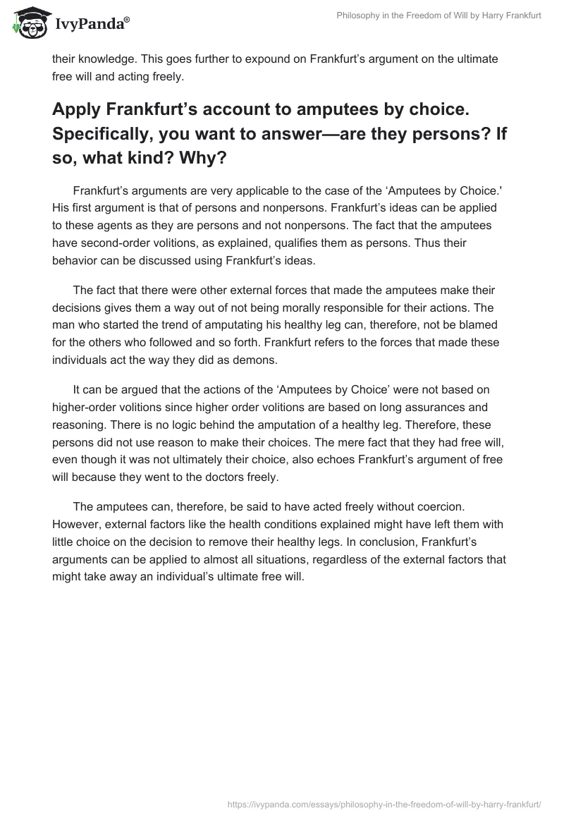 Philosophy in the Freedom of Will by Harry Frankfurt. Page 4