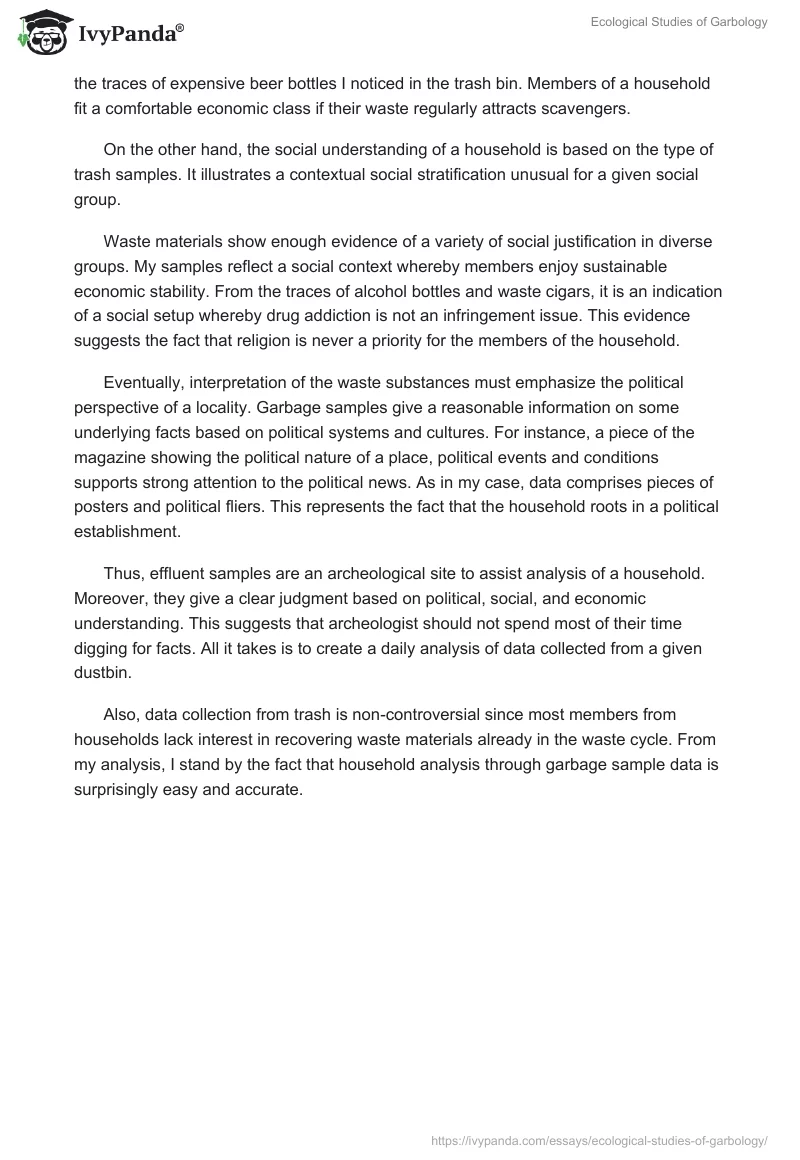 Ecological Studies of Garbology. Page 2