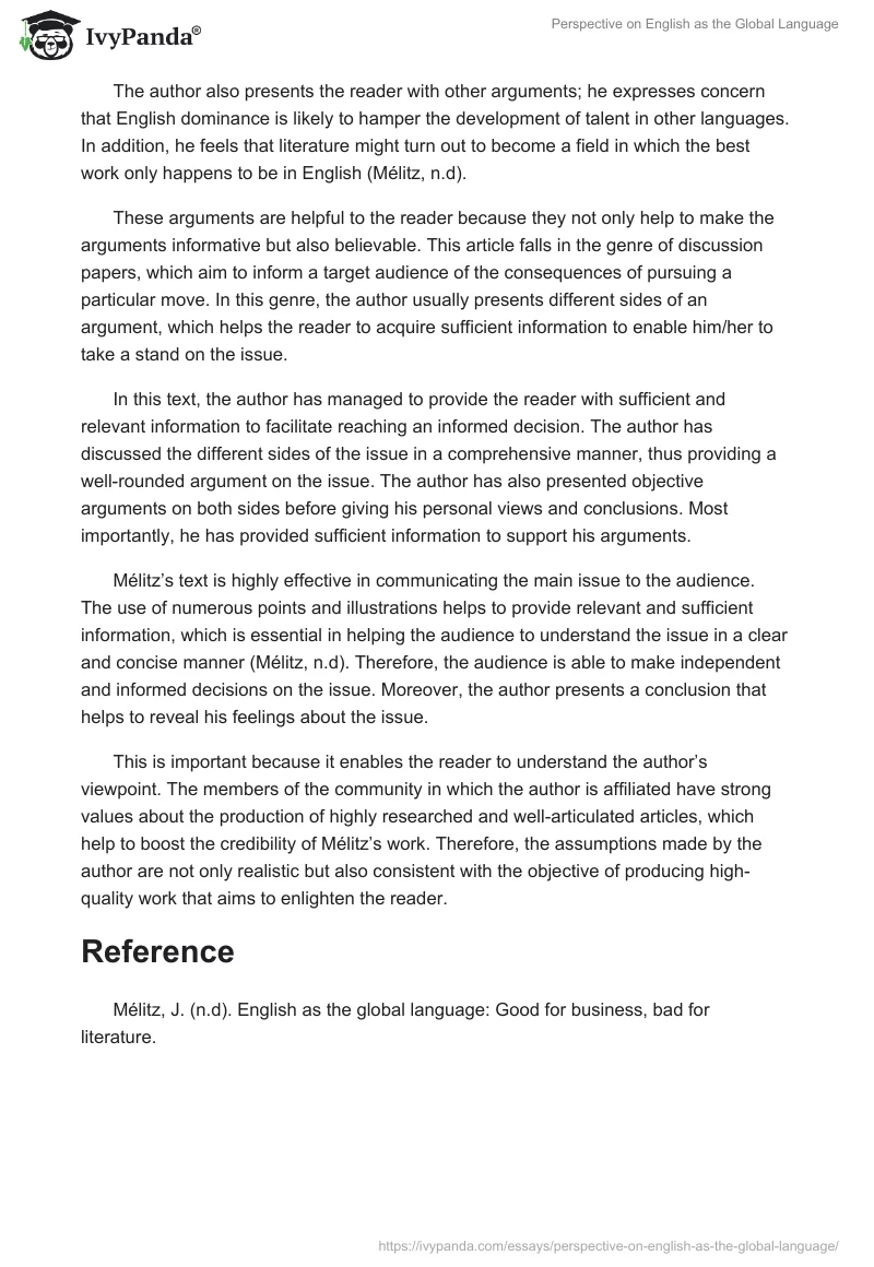 Perspective on English as the Global Language. Page 3