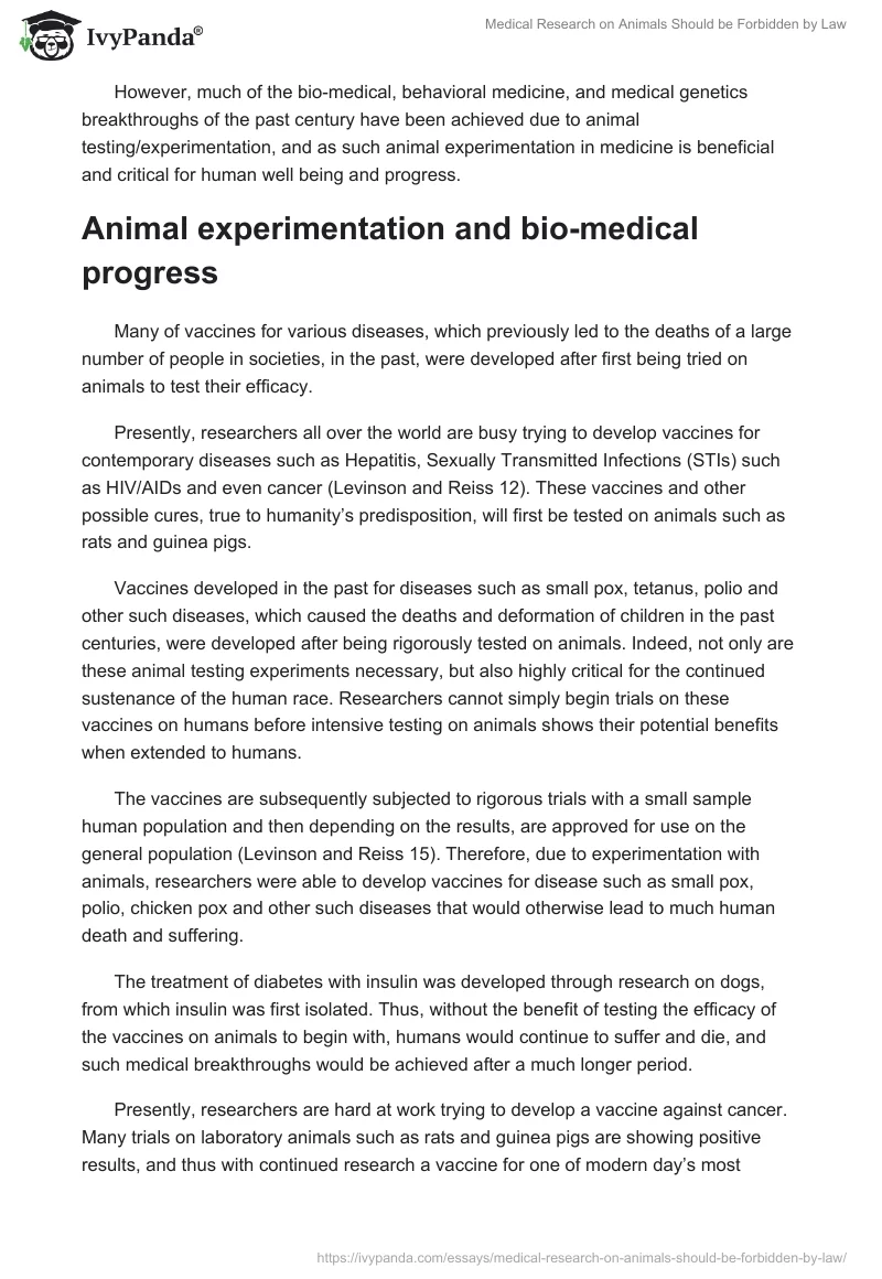 Medical Research on Animals Should be Forbidden by Law. Page 2