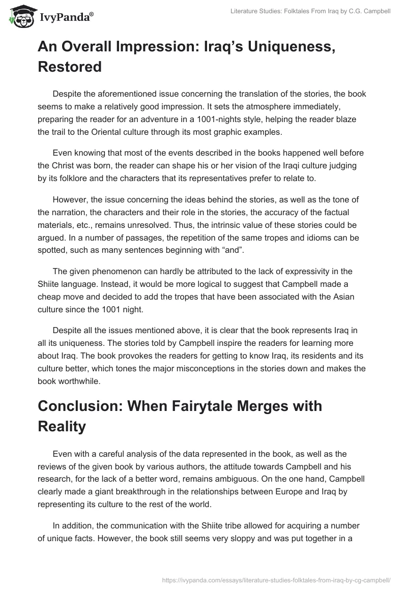 Literature Studies: Folktales From Iraq by C.G. Campbell. Page 3