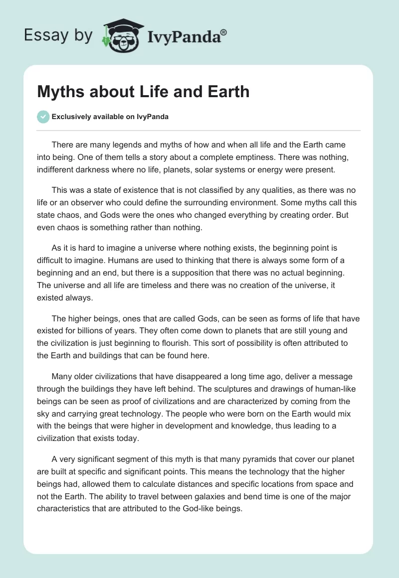 Myths about Life and Earth. Page 1