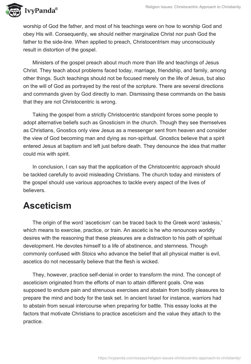 Religion Issues: Christocentric Approach to Christianity. Page 2