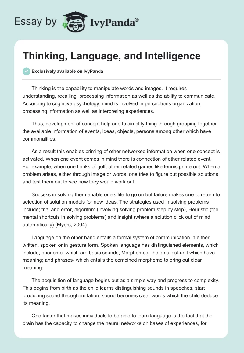 Thinking, Language, and Intelligence. Page 1