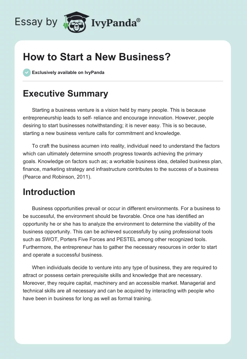 How to Start a New Business?. Page 1
