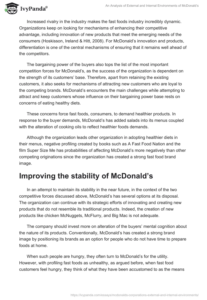 An Analysis of External and Internal Environments of McDonald’s. Page 3