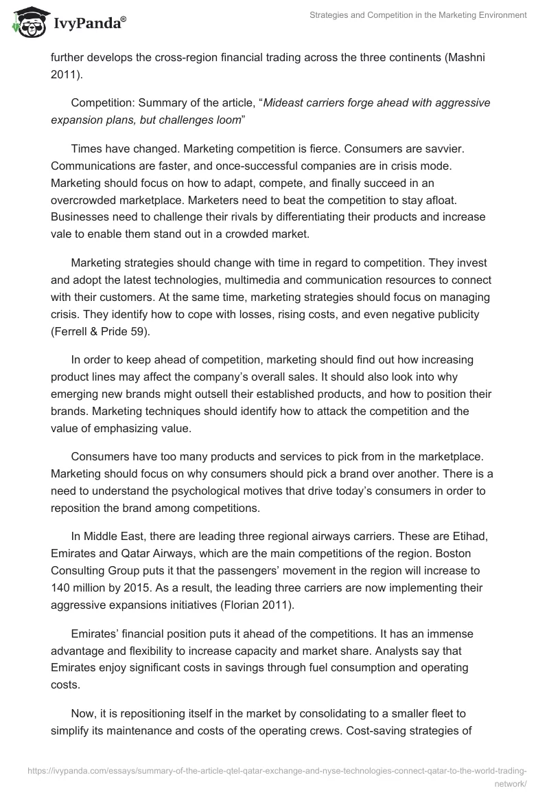 Strategies and Competition in the Marketing Environment. Page 2