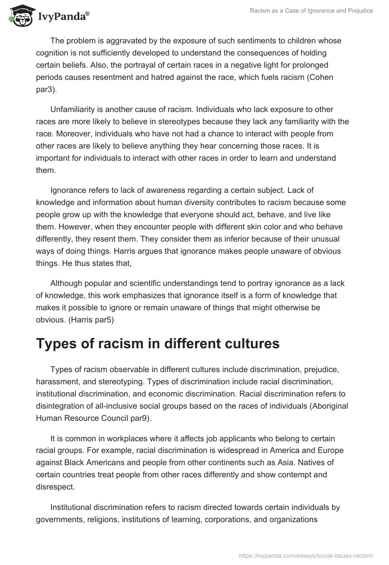 Racism as a Case of Ignorance and Prejudice. Page 2