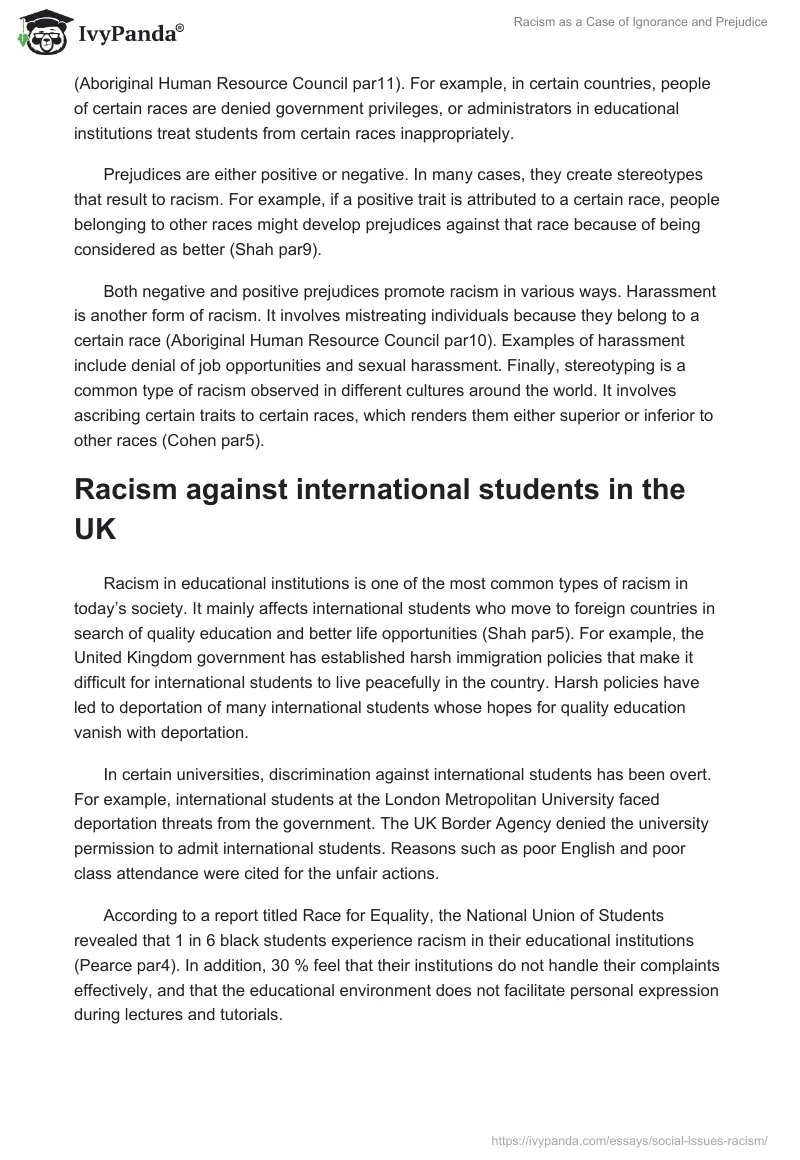 Racism as a Case of Ignorance and Prejudice. Page 3