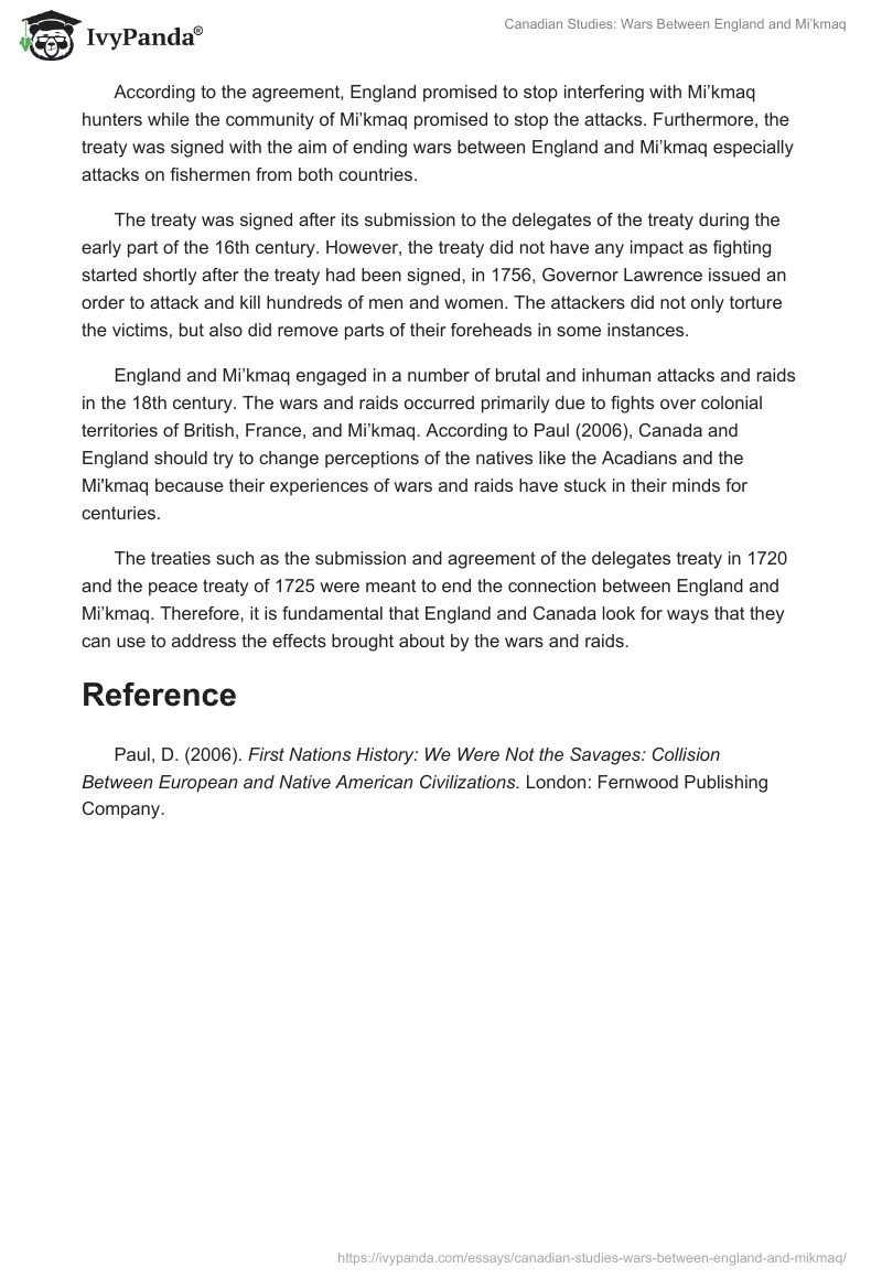 Canadian Studies: Wars Between England and Mi’kmaq. Page 2
