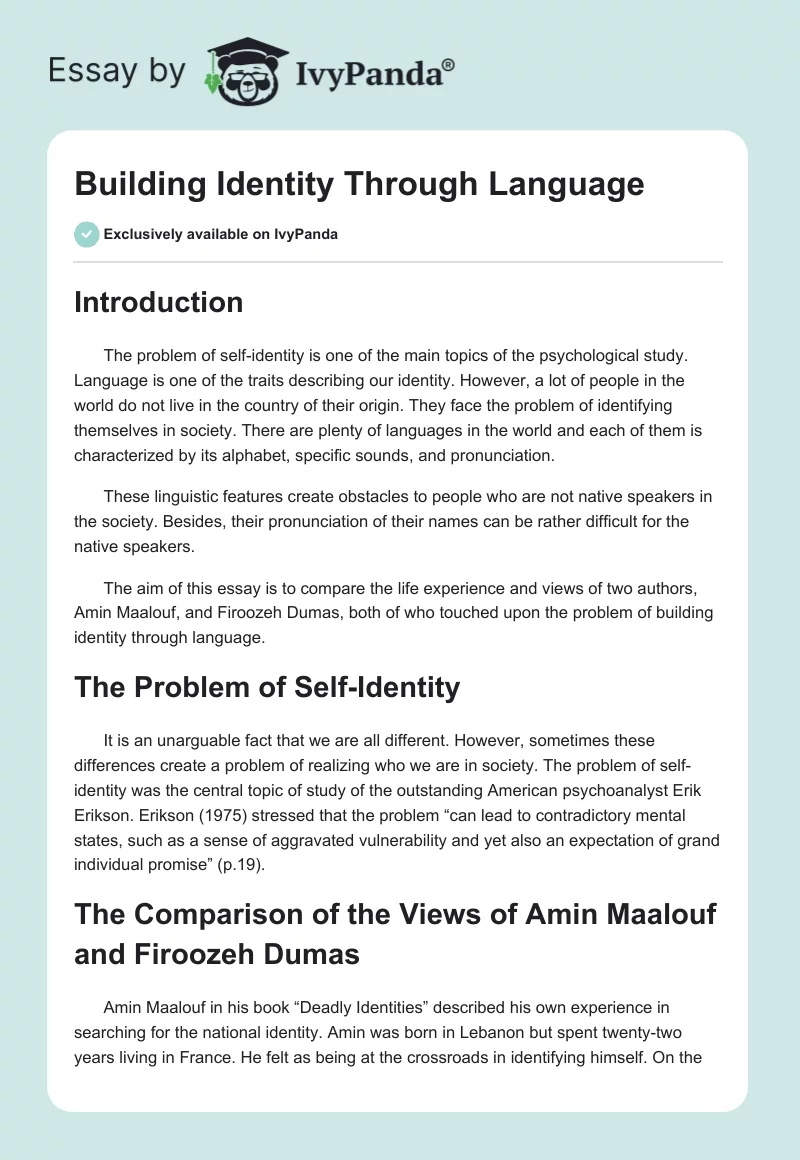 Building Identity Through Language. Page 1