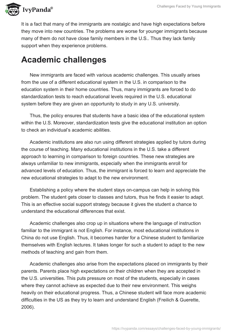Challenges Faced by Young Immigrants. Page 2