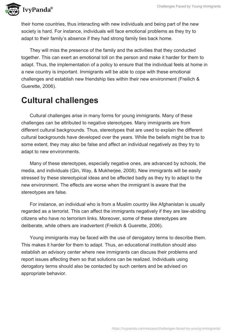 Challenges Faced by Young Immigrants. Page 4