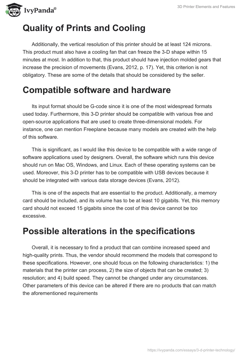 3D Printer Elements and Features. Page 2