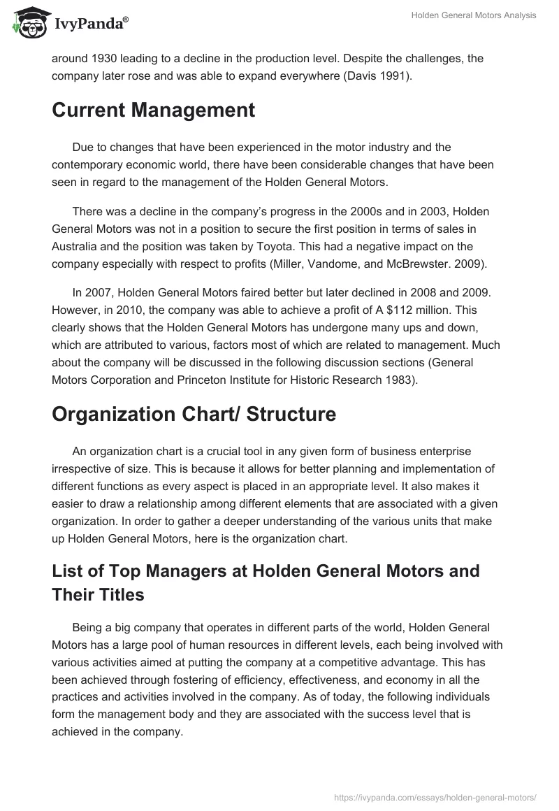 Holden General Motors Analysis. Page 3