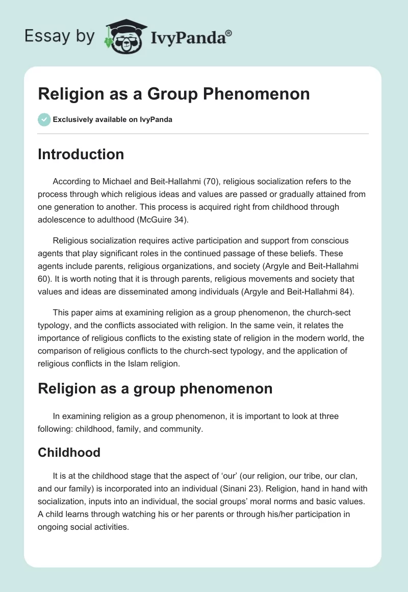 Religion as a Group Phenomenon. Page 1