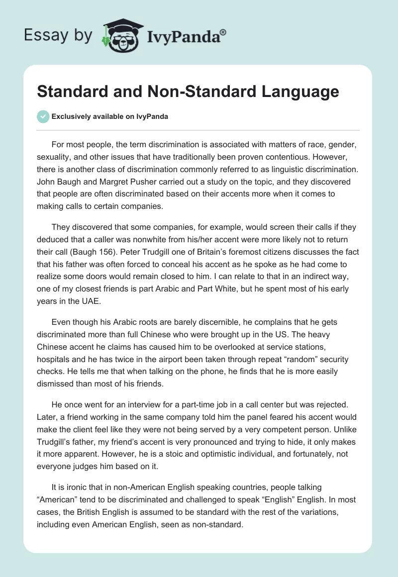 Standard and Non-Standard Language. Page 1