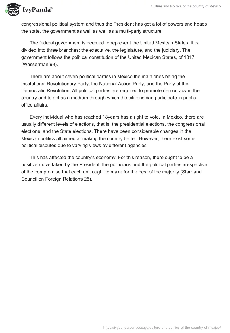 Culture and Politics of the Country of Mexico. Page 2