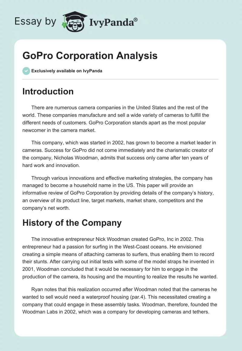 GoPro Corporation Analysis. Page 1
