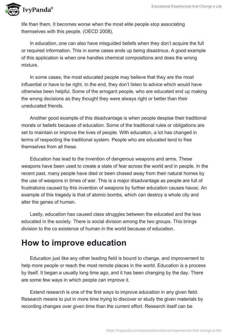 Educational Experiences that Change a Life. Page 3