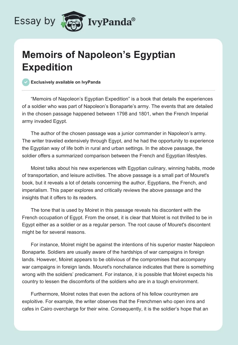 Memoirs of Napoleon’s Egyptian Expedition. Page 1