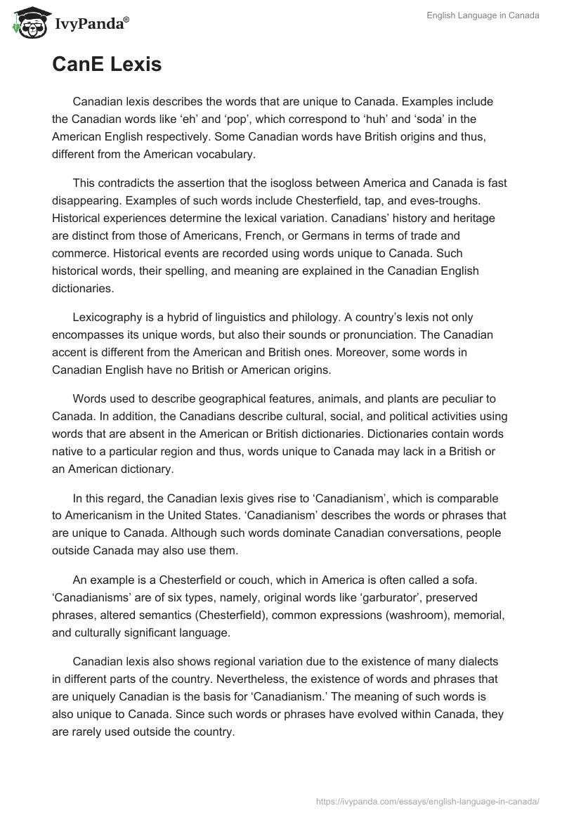 English Language in Canada. Page 5