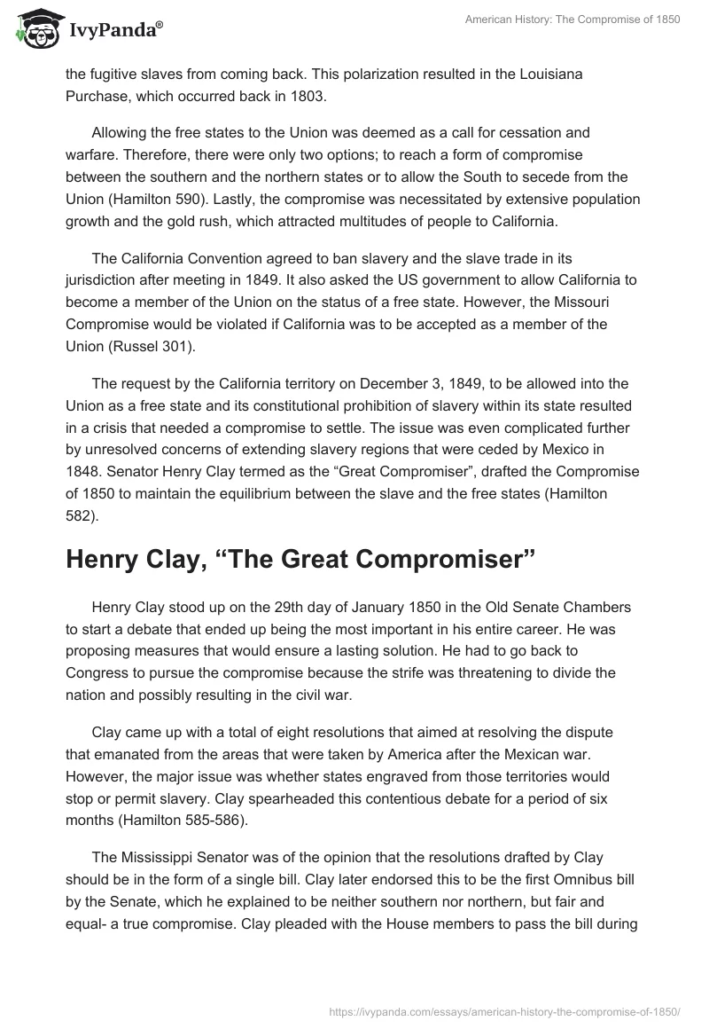 American History: The Compromise of 1850. Page 2