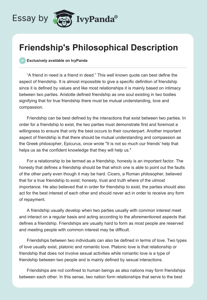 Friendship's Philosophical Description. Page 1