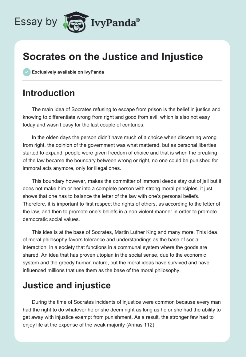 Socrates on the Justice and Injustice. Page 1