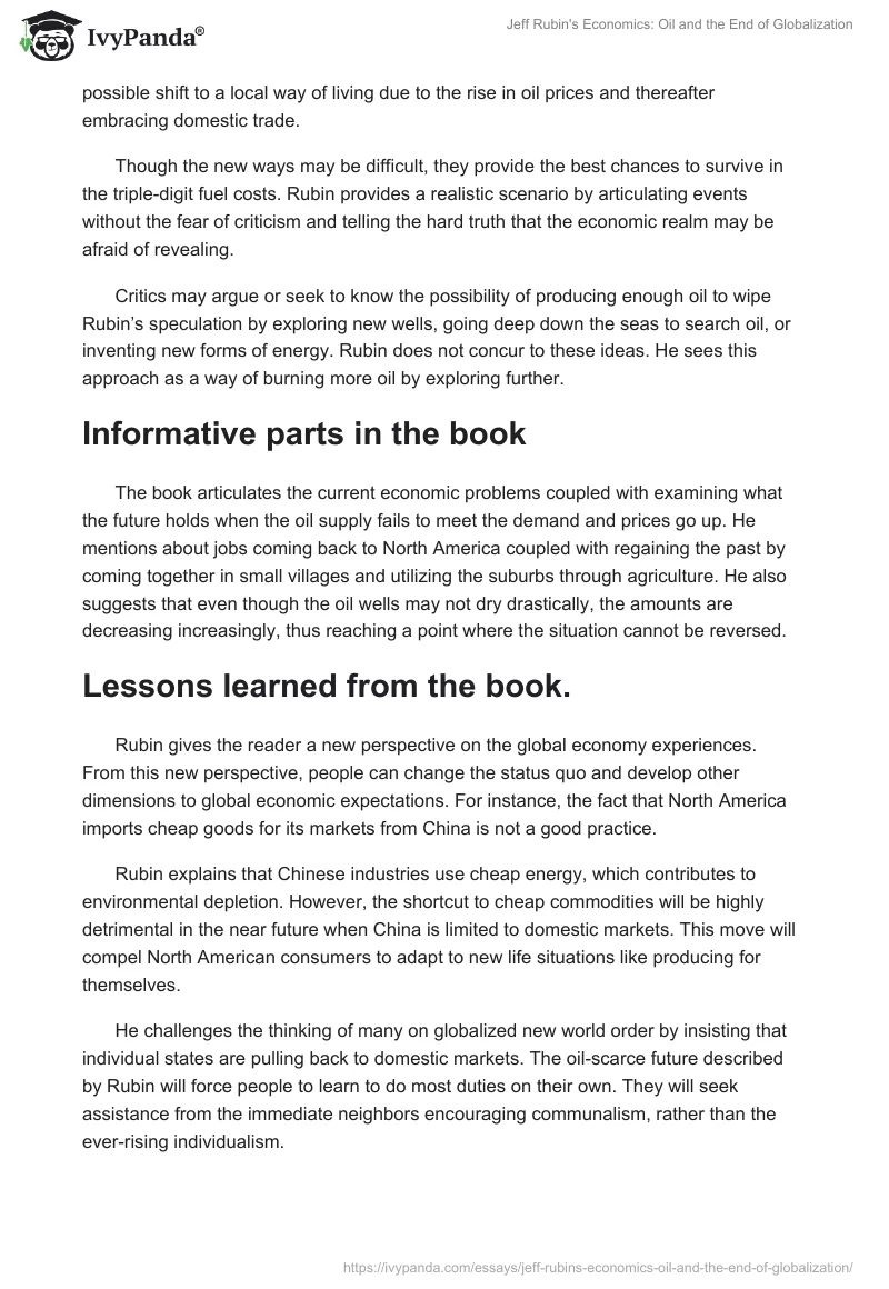 Jeff Rubin's Economics: Oil and the End of Globalization. Page 5