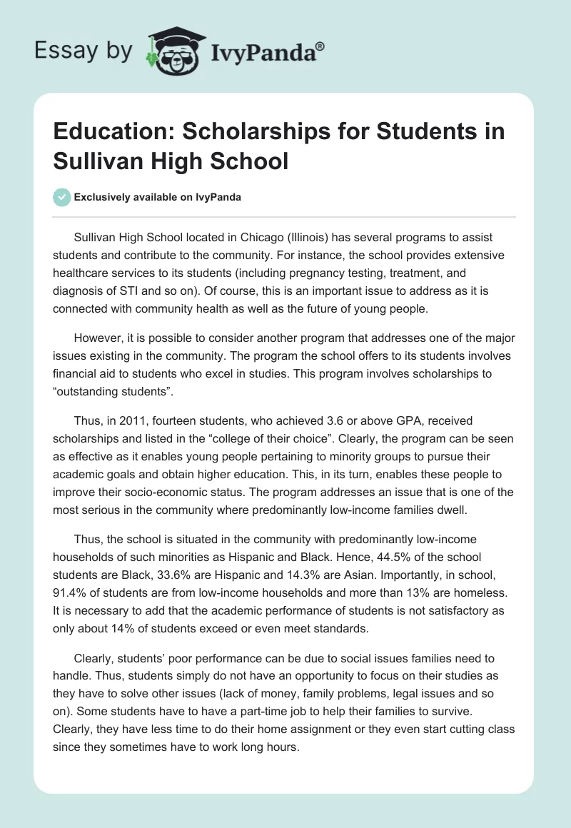 Education: Scholarships for Students in Sullivan High School. Page 1