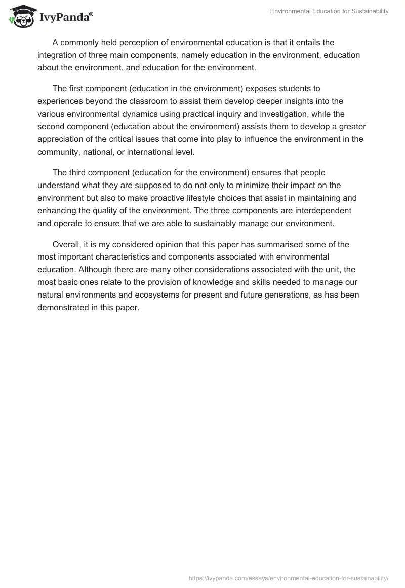 Environmental Education for Sustainability. Page 2