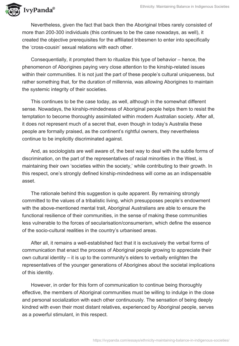 Ethnicity: Maintaining Balance in Indigenous Societies. Page 4