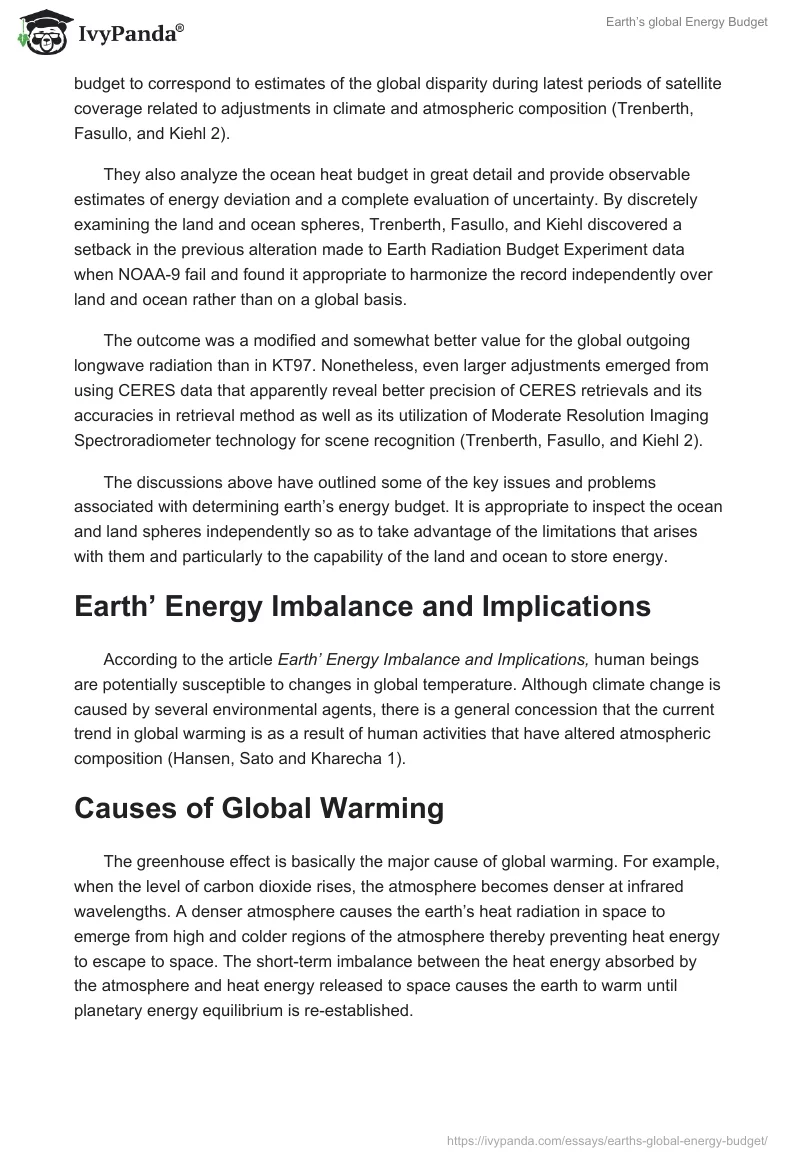 Earth’s Global Energy Budget. Page 2