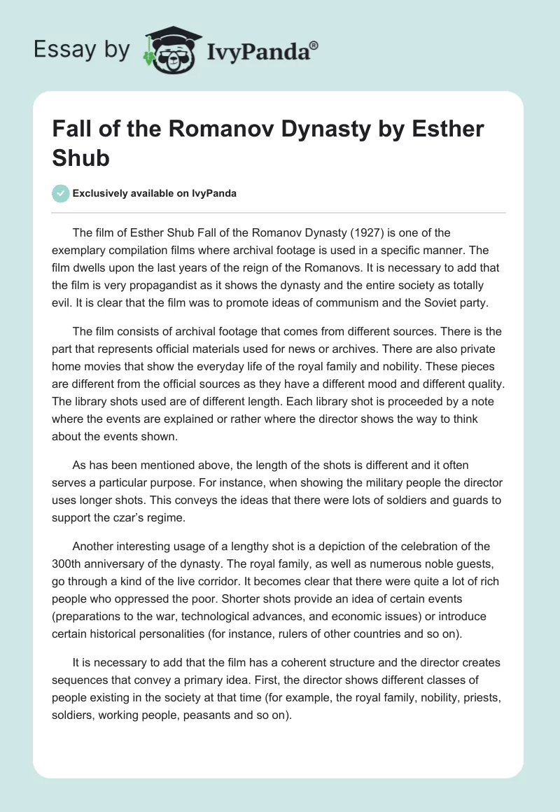 "Fall of the Romanov Dynasty" by Esther Shub. Page 1