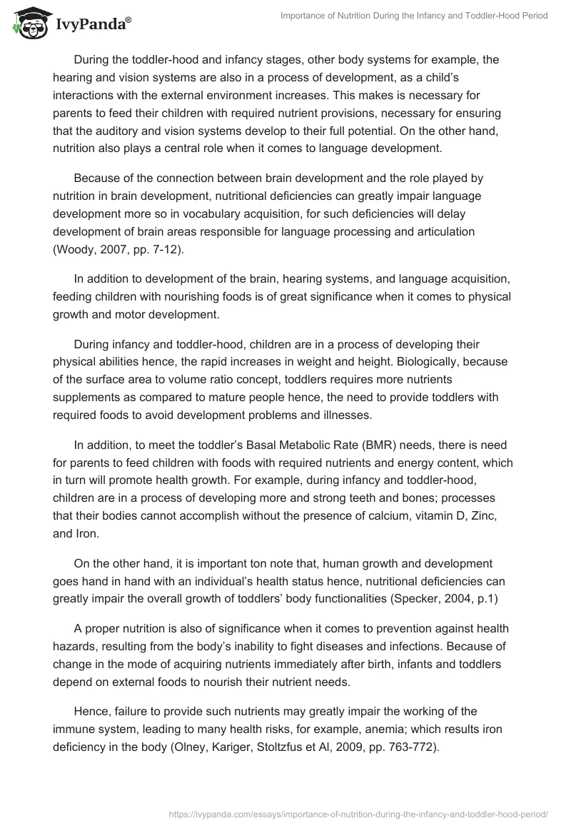 Importance of Nutrition During the Infancy and Toddler-Hood Period. Page 2