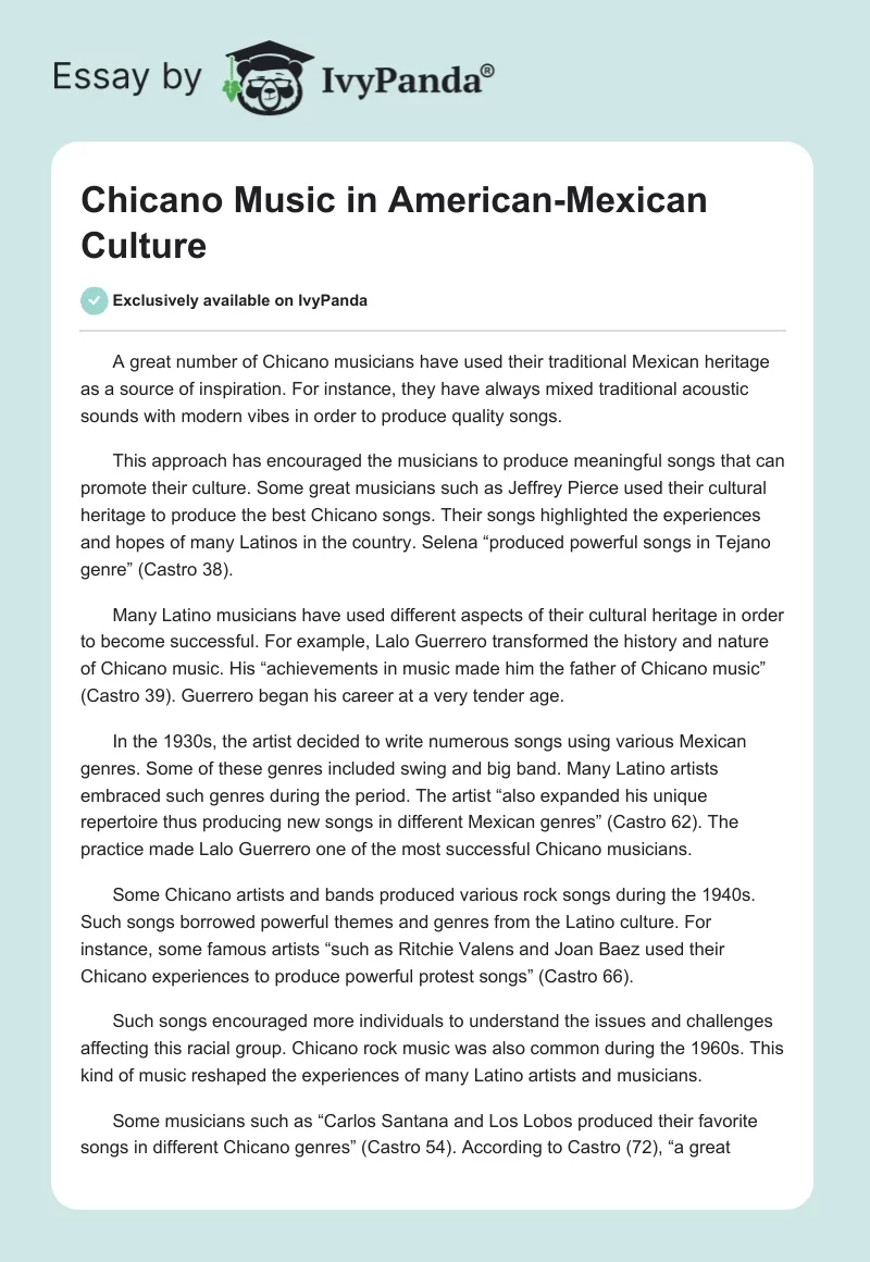 Chicano Music in American-Mexican Culture. Page 1