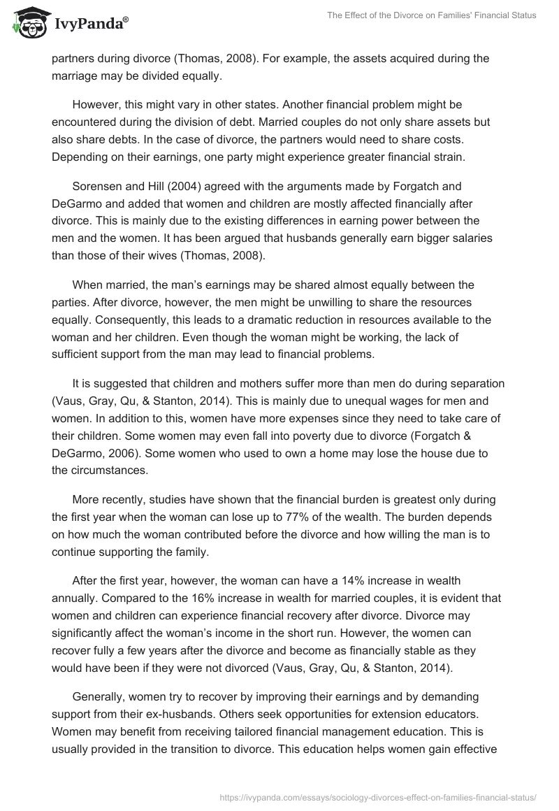 The Effect of the Divorce on Families' Financial Status. Page 2