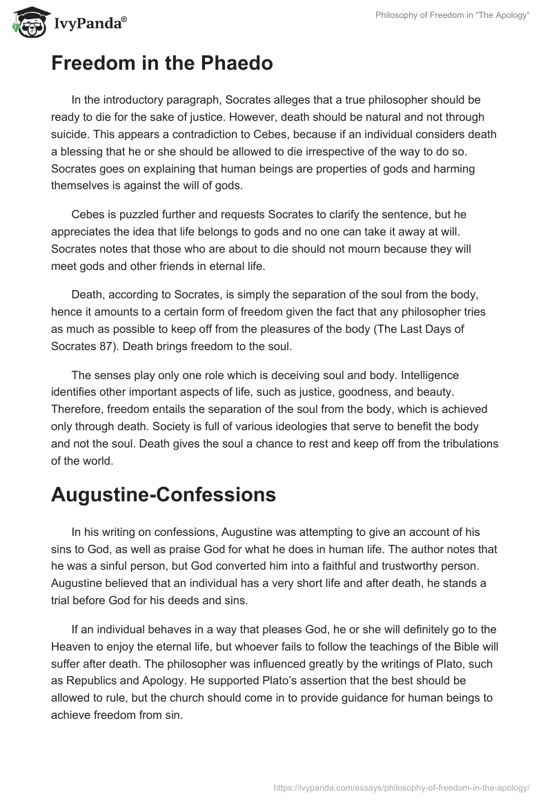 Philosophy of Freedom in “The Apology“. Page 2