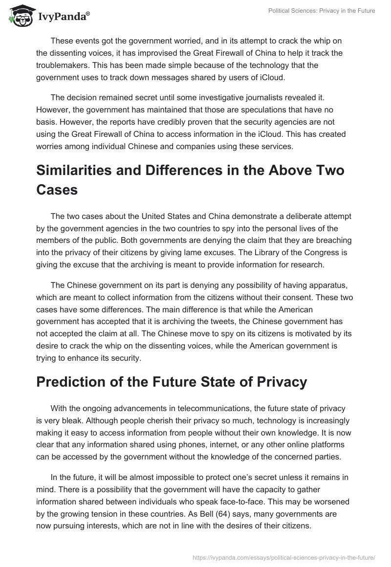 Political Sciences: Privacy in the Future. Page 3