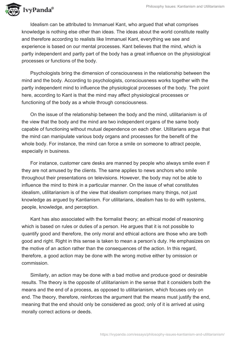 Philosophy Issues: Kantianism and Utilitarianism. Page 3