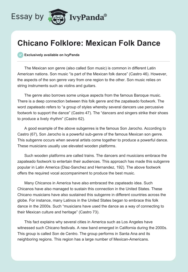 Chicano Folklore: Mexican Folk Dance. Page 1